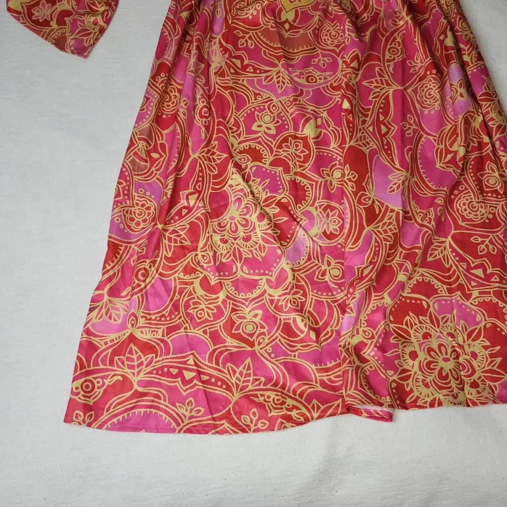 Noracora Dress Womans Small Lagenlook Flower Pink Lacey Cottagecore Boho Grandma